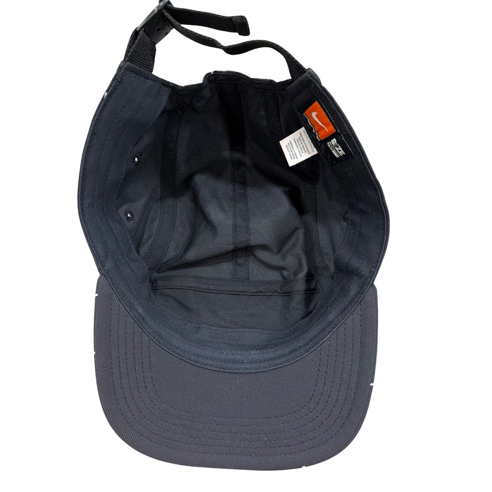 Nike AW84 5 Panel Running Hat Black White Dash Pattern Adjustable Swoosh Cap - Picture 5 of 6